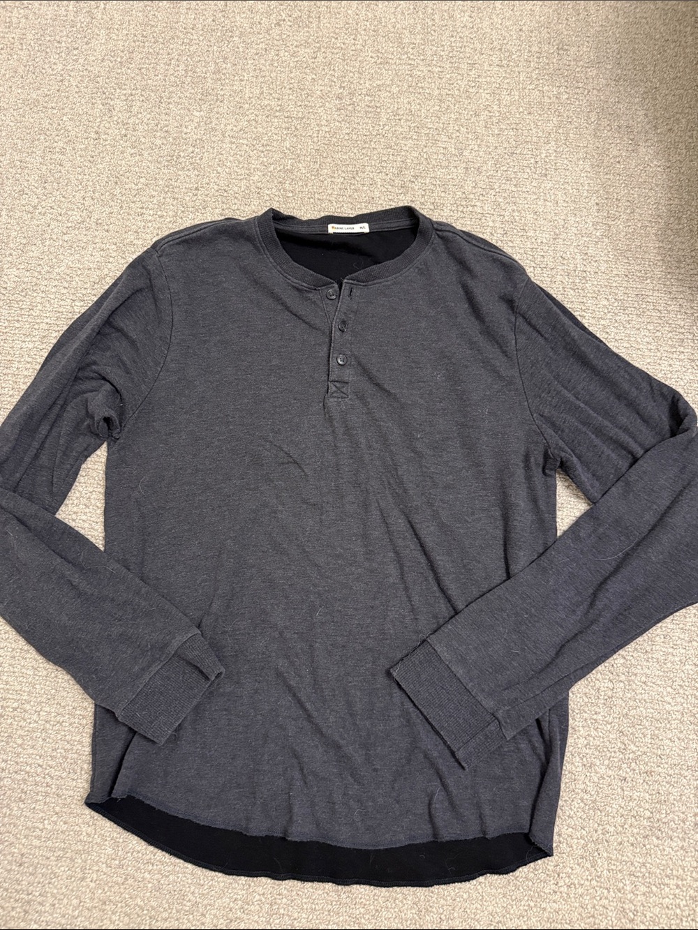 Marine layer Men's Dark Gray Long-Sleeve Henley Shirt